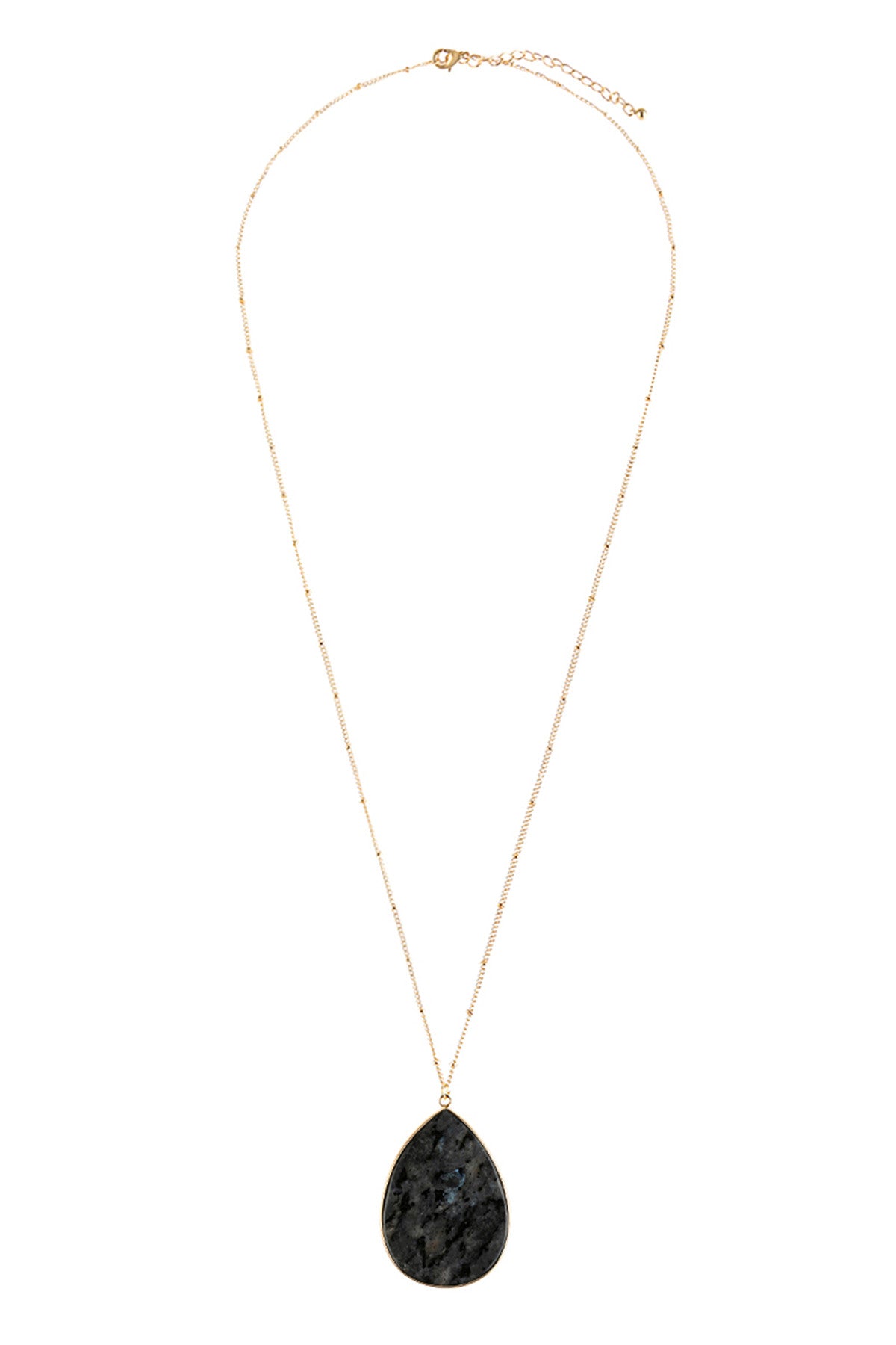 Pack of 6 Elegant Black Oval Natural Stone Pendant Necklaces
