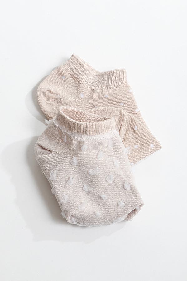 Pack of 6 Elegant 220 Nude Polka Dot Ankle Socks