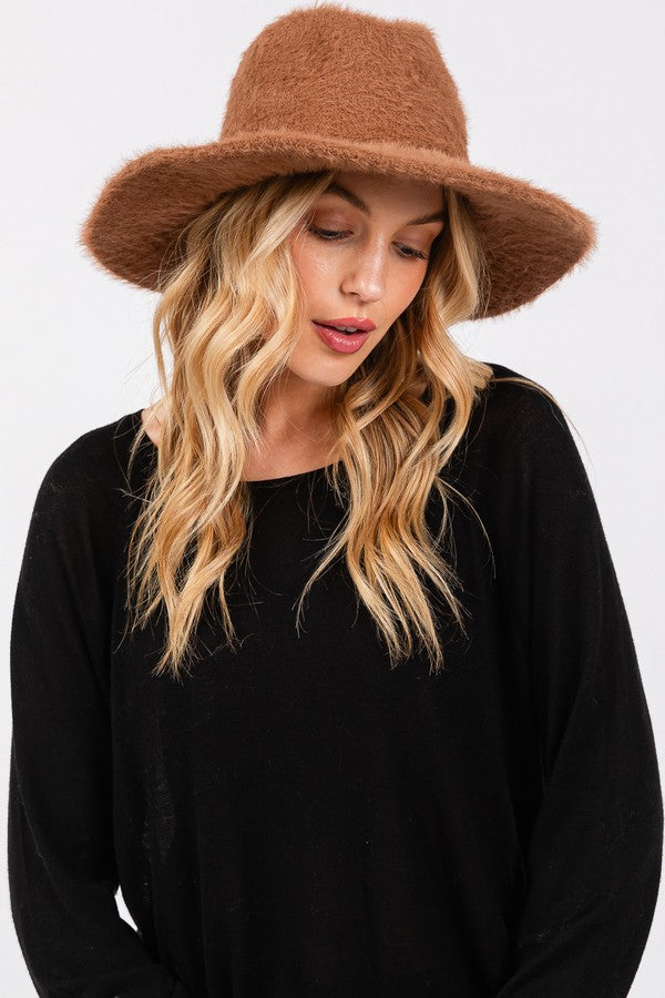 6-Pack of Fuzzy Brown Fedora Hats - One Size