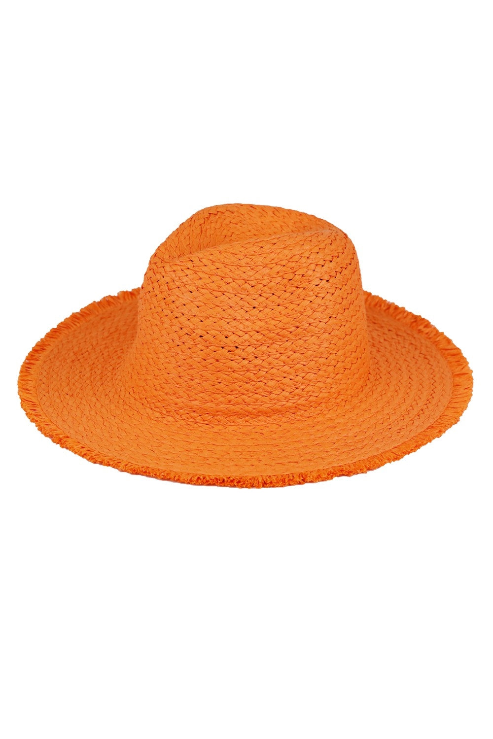 Sun Orange Solid Frayed Straw - Set of Six Straws