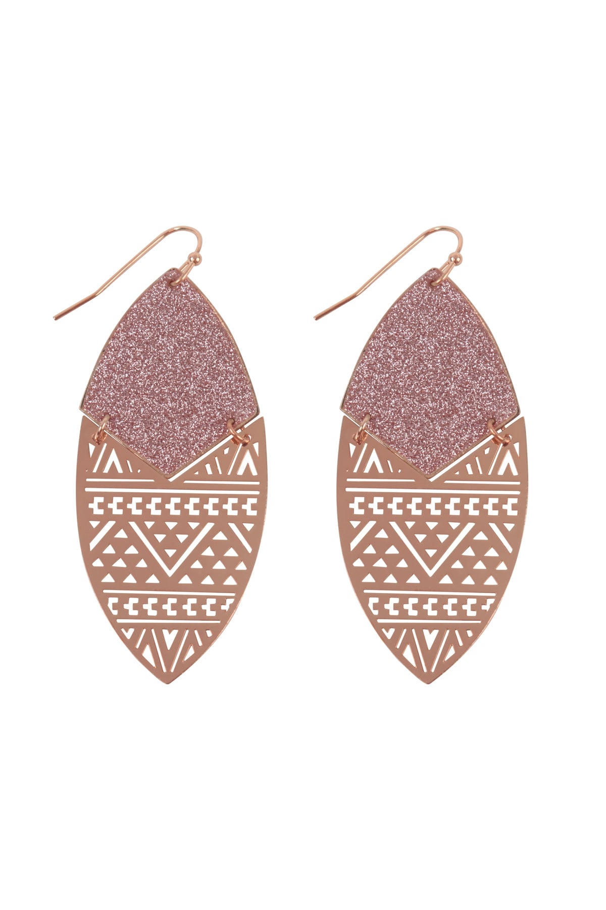 Rose Gold Sand Sticker Marquise Tribal Filigree Style Earrings - Set of Six Pieces