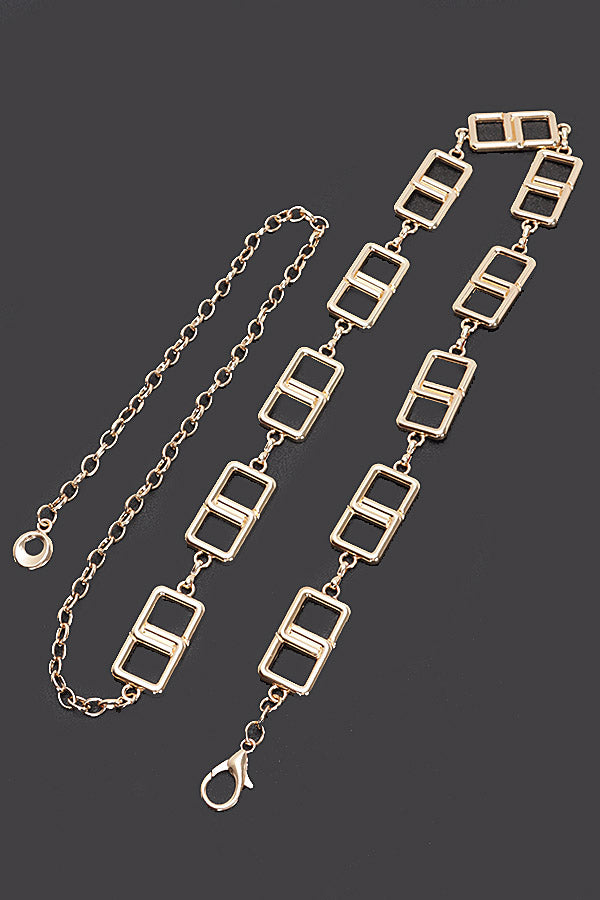 6-Pack of Stylish 6978 Gold Metal Chain Belts