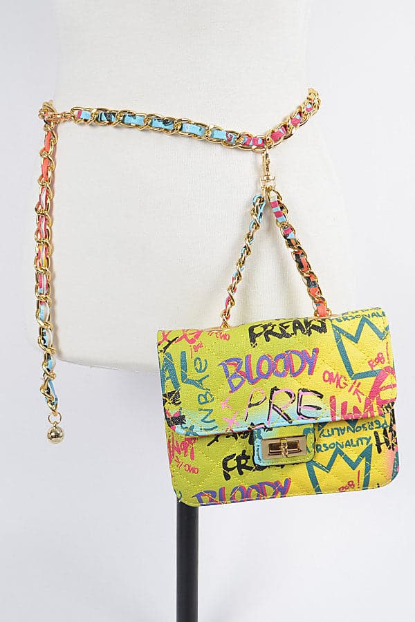 Set of 3 Multicolored 2497 Graffiti Quilted Bags