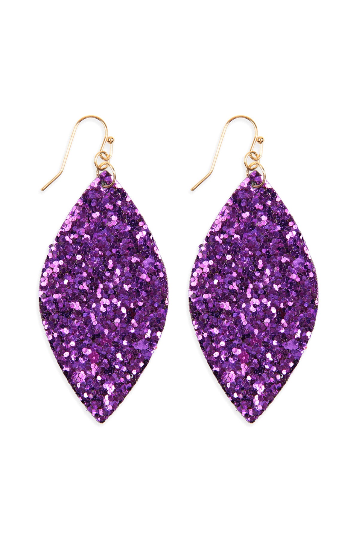 Pack of 6 Purple Sequined Marquise-shaped Drop Earrings for Fashion Accessory