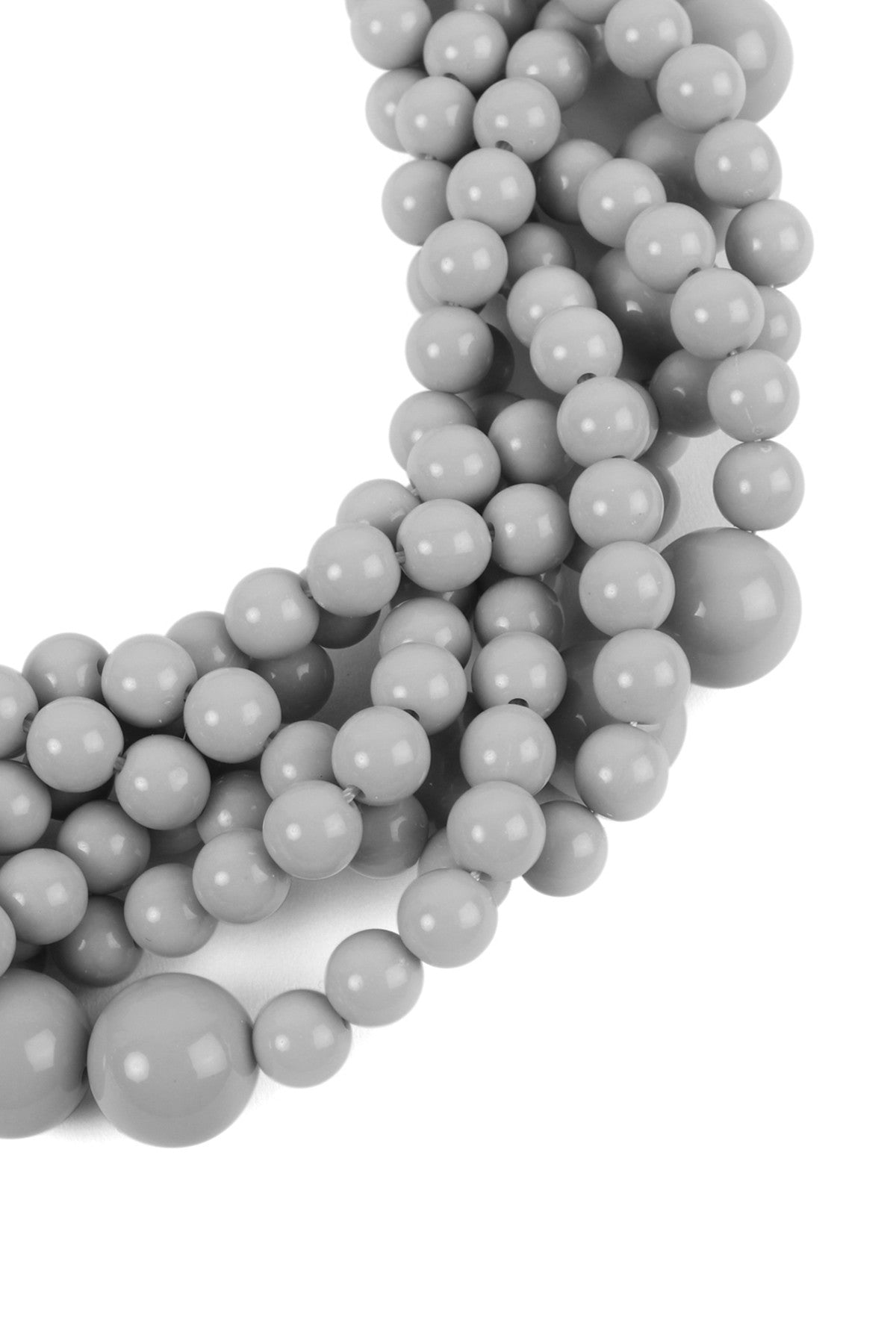 Light Gray Multiple Strand Bubble Style Choker Necklace and Earring Jewelry Set - Pack of Six Pieces
