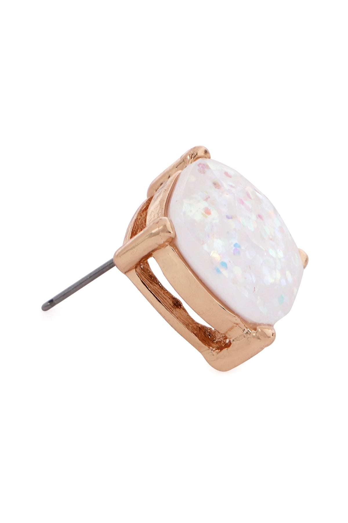 Pack of 6 White Glittery Epoxy Stud Earrings