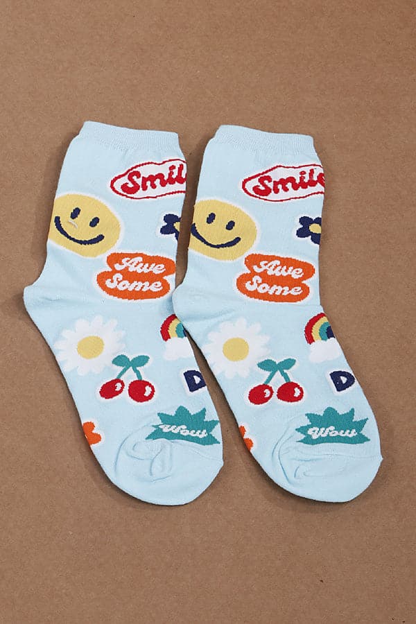 Set of 6 Blue 591 Smile Socks