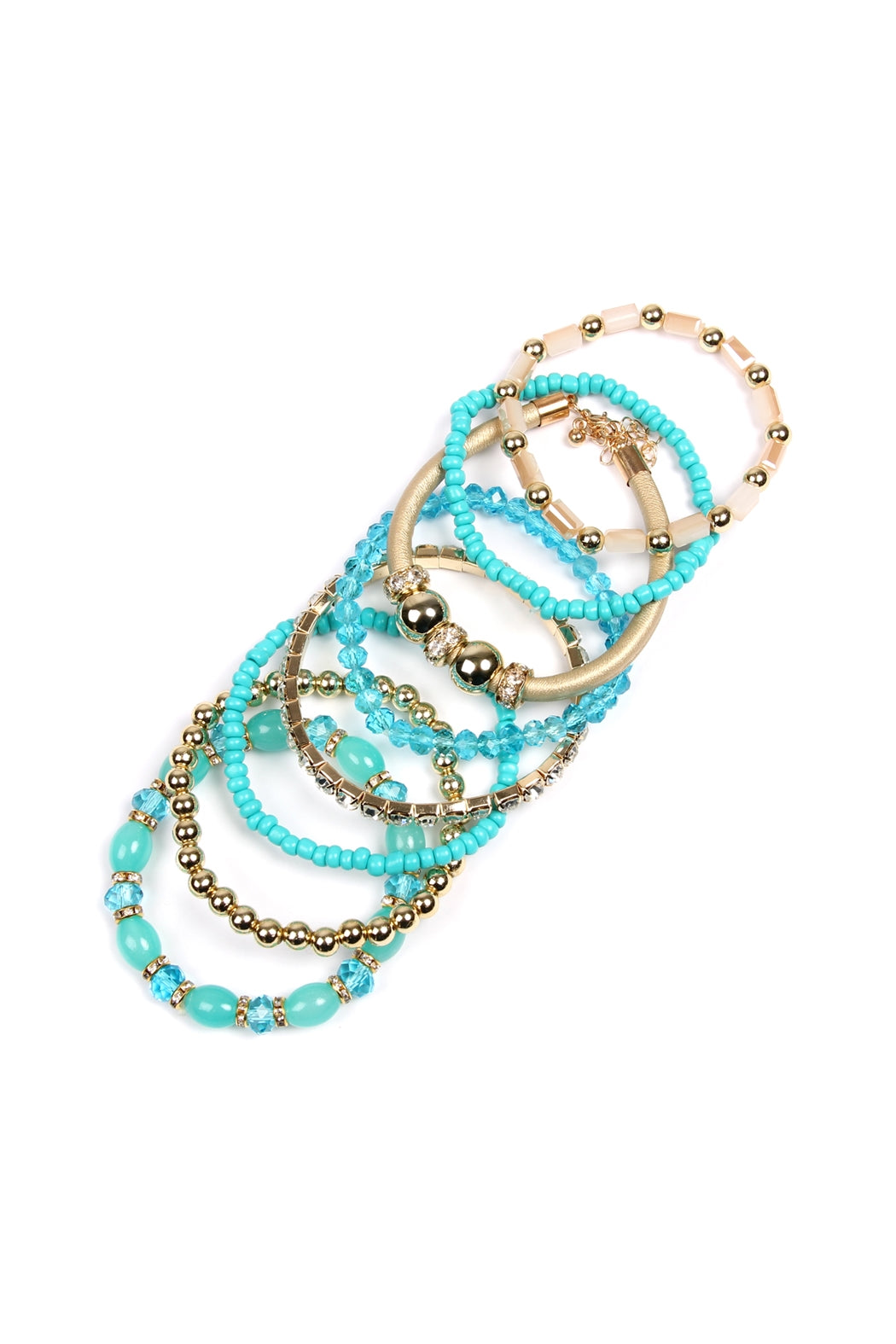 6-Piece Set of Turquoise Classic Multibeaded Bracelets