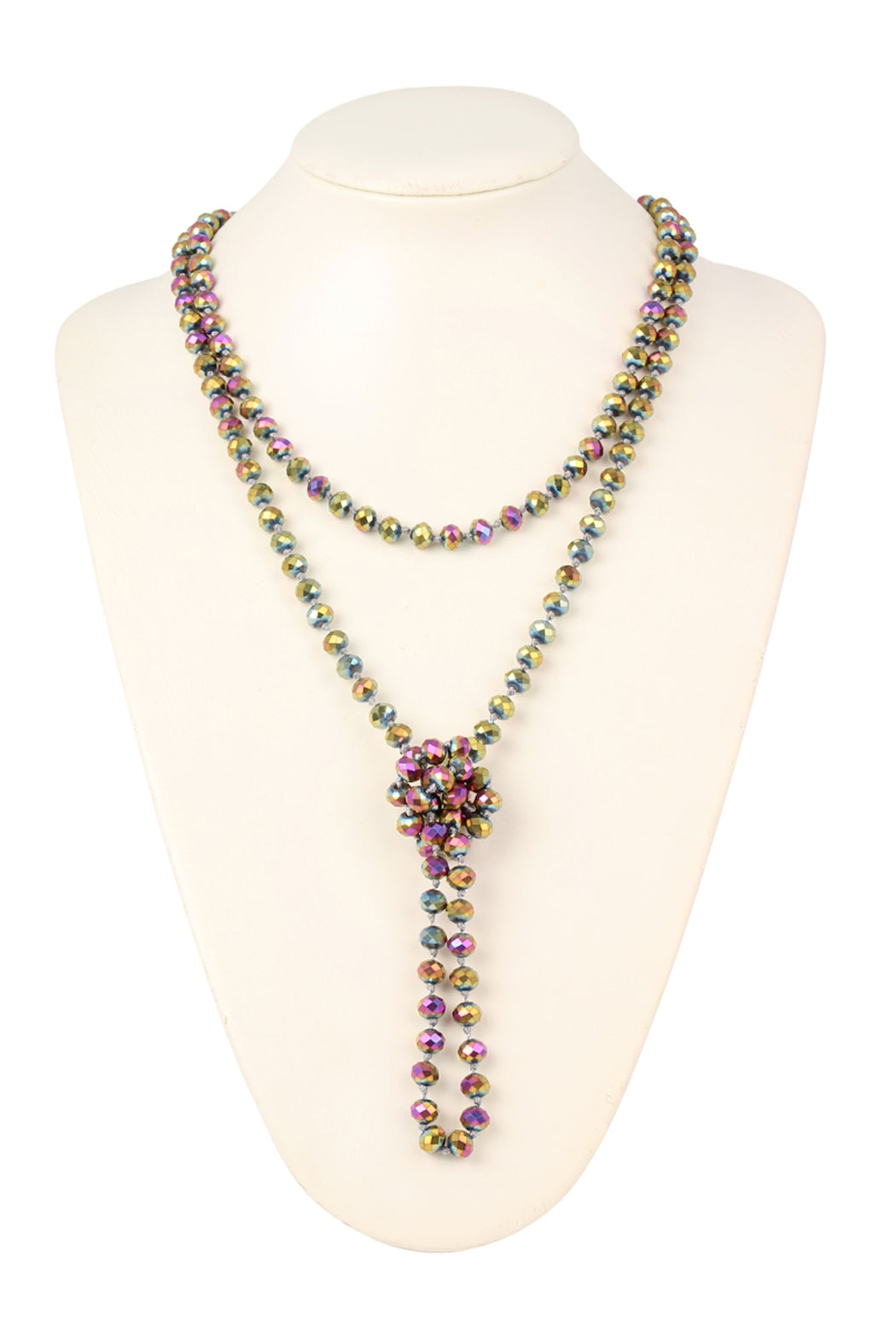 Set of 6 Hand - Knotted Longline Necklaces in Shimmering Violet Color