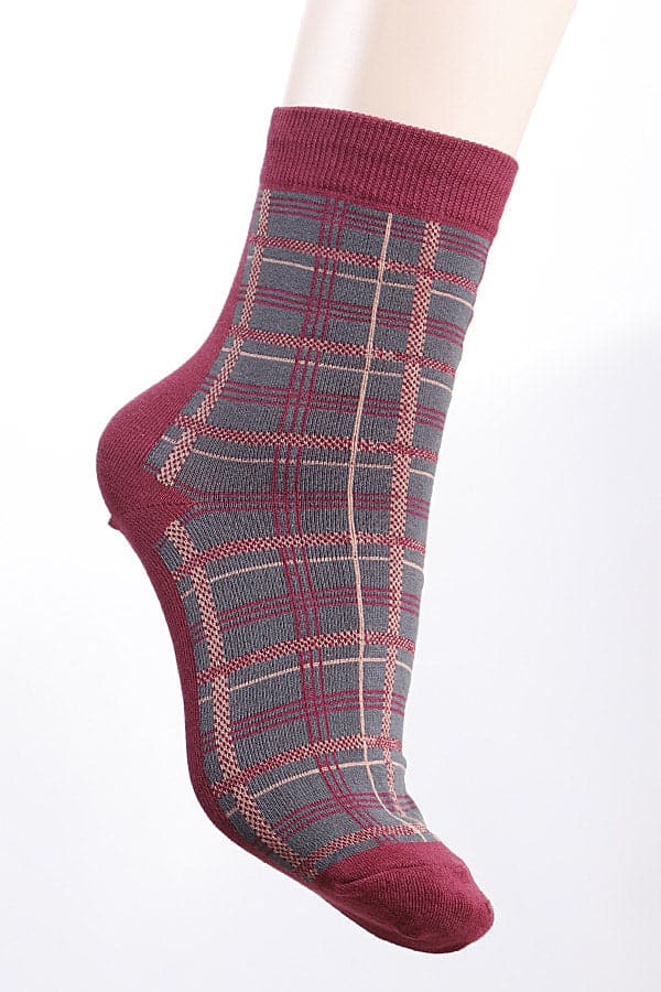 Navy 091 Style Two - Toned Plaid Socks - Pack of Six