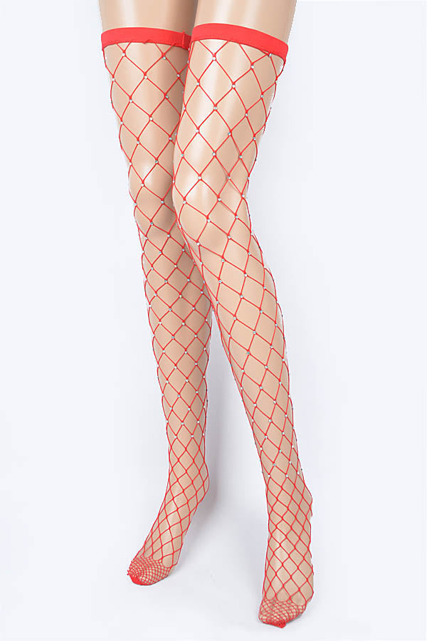 Red Fishnet Fashion Stocking - Pack of 6