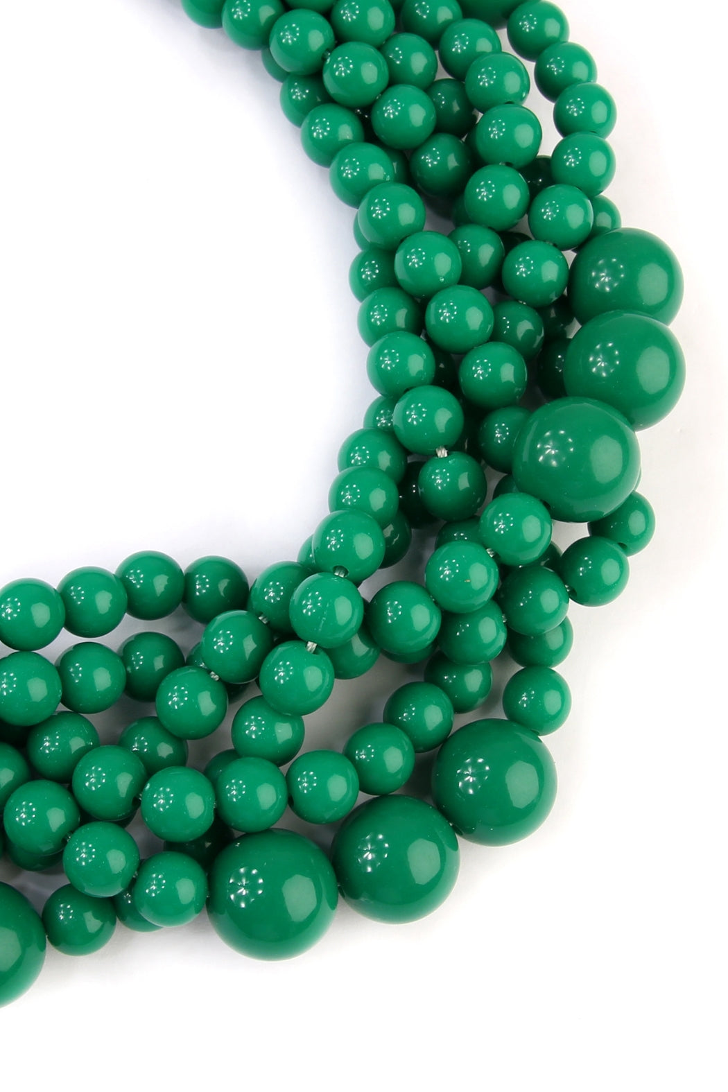 Pack of 6 Dark Emerald Multi - Strand Bubble Choker Necklace with Earrings Set
