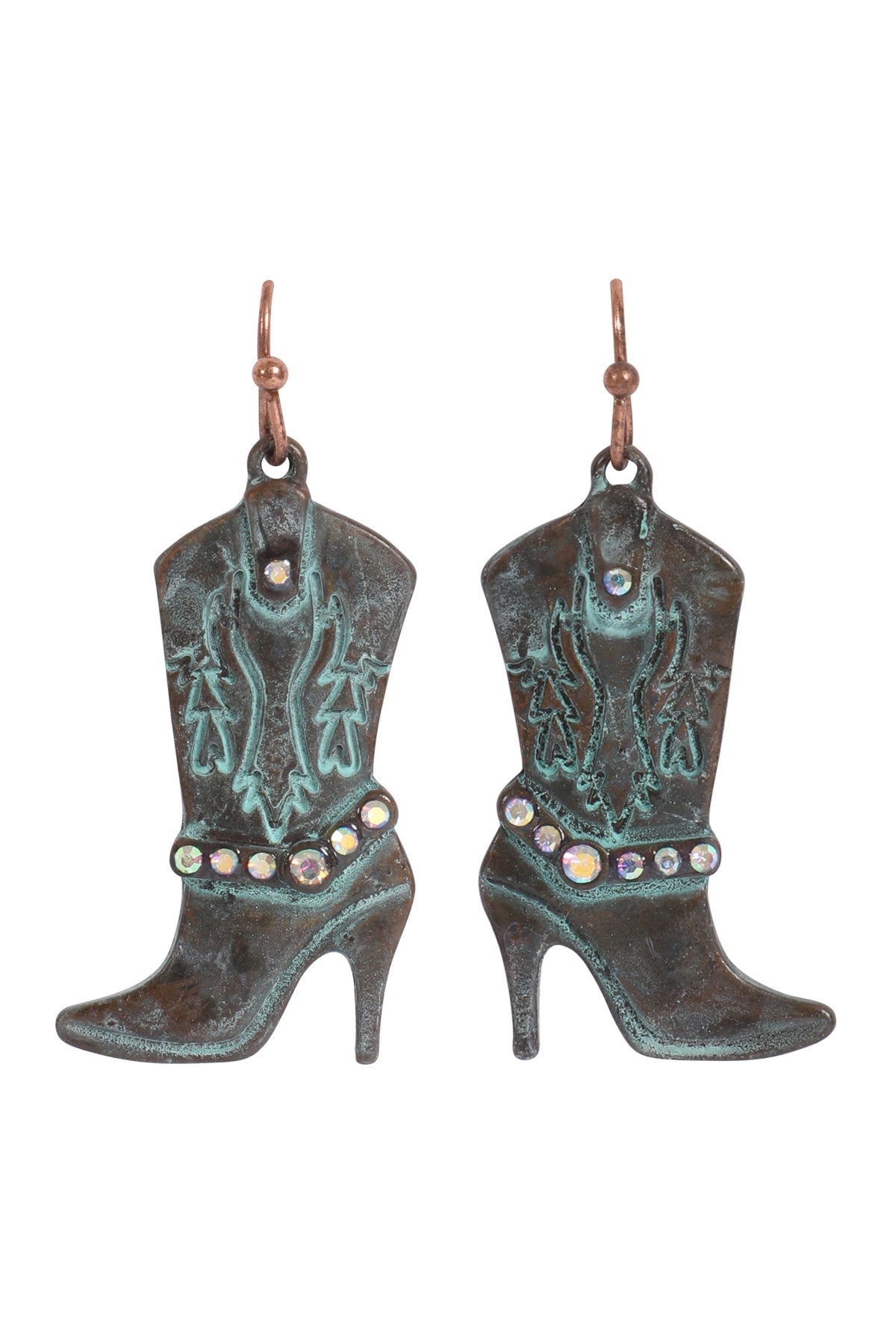 Pack of 6 Turquoise Rodeo Boots Pave Hook Earrings