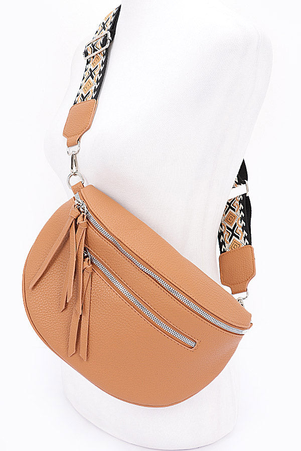 Set of 3 White 3588 Faux Leather Crossbody Bags