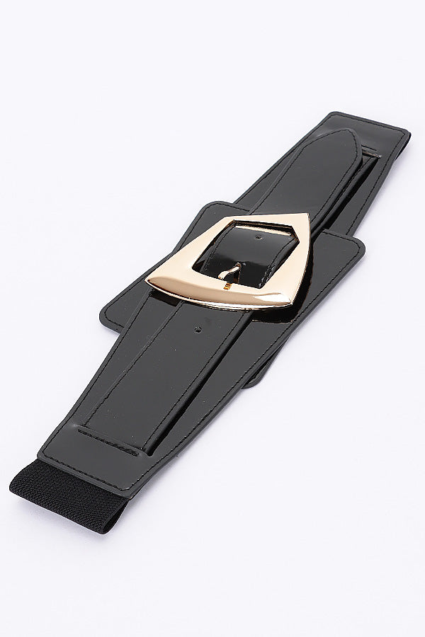 Set of 6 Metal Buckle Elastic Belts in Classic Black Color - 7488 Model