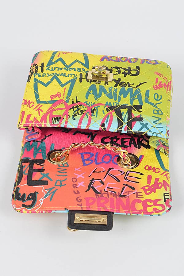 Set of 3 Multicolored 2497 Graffiti Quilted Bags