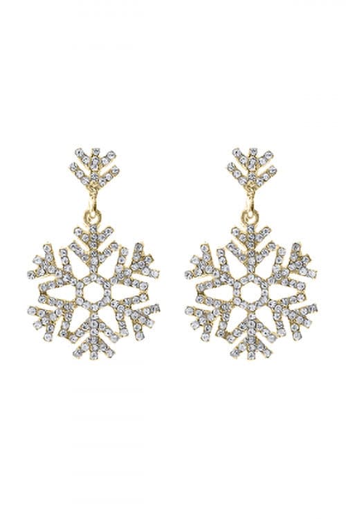 Pack of 6 Gold Crystal Rhinestone Snowflake Dangle Post Earrings