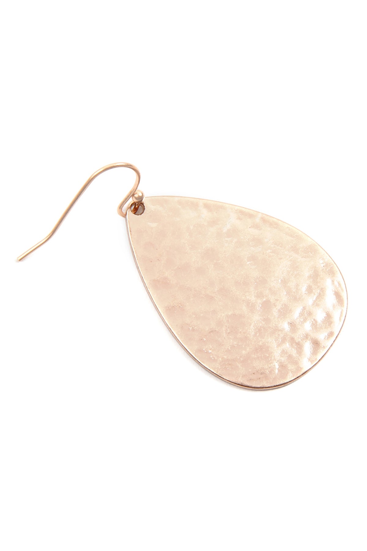 Set of 6 Matte Rose - Gold Hammered Cast Teardrop Earrings