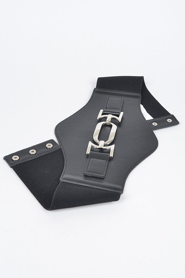 Pack of 6, 6578 Golden Faux Leather Wide Elastic Belts