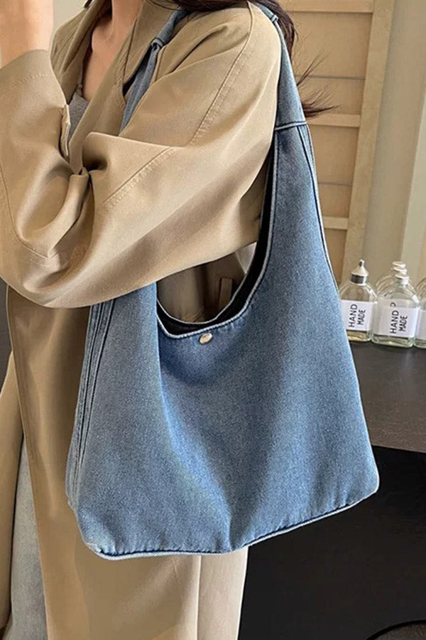 Set of 3 Stylish Black 7811 Denim Hobo Bags