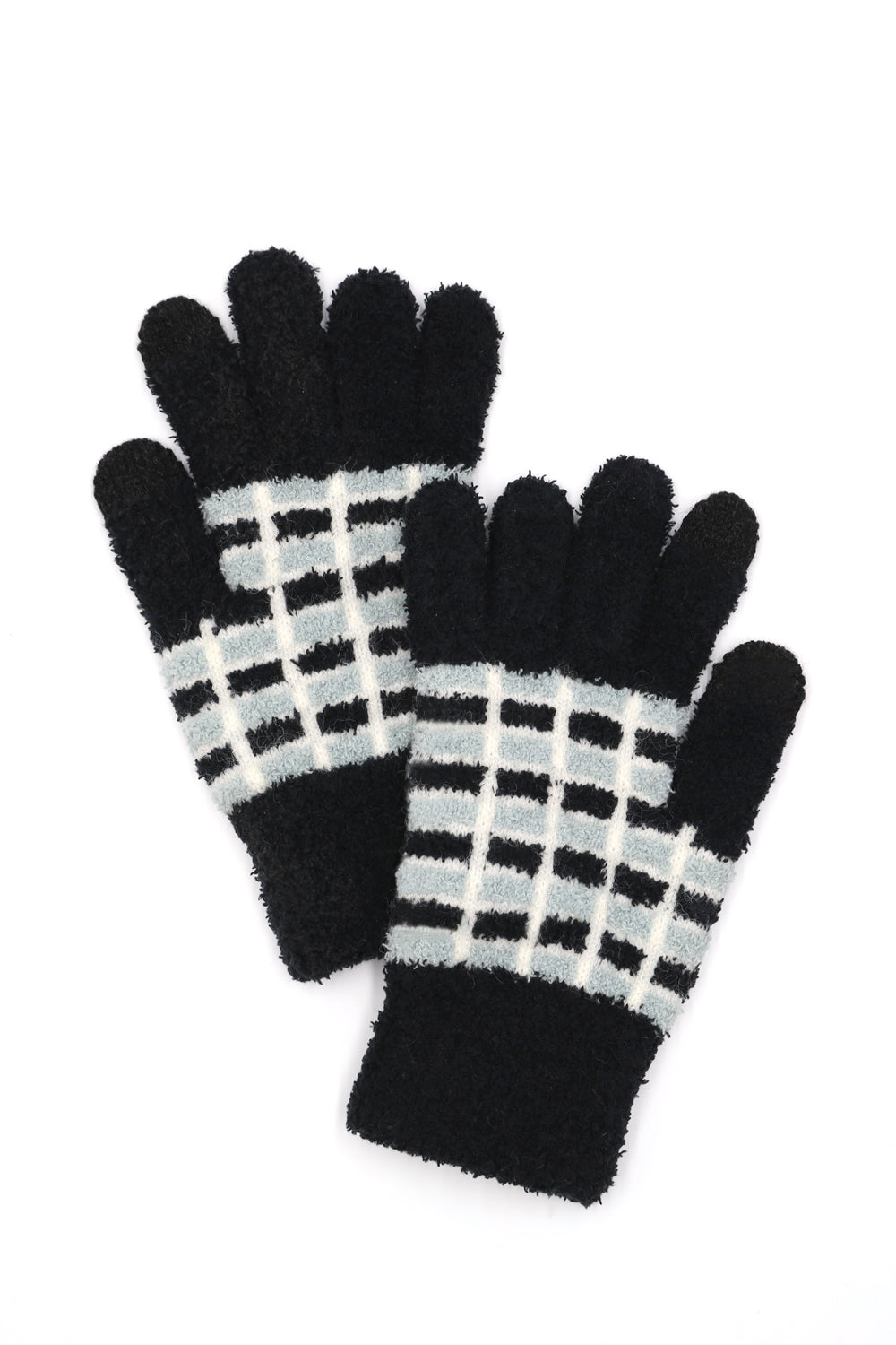 Black Cozy Color - Blocked Smart Gloves - Set of Six for All - Purpose Use