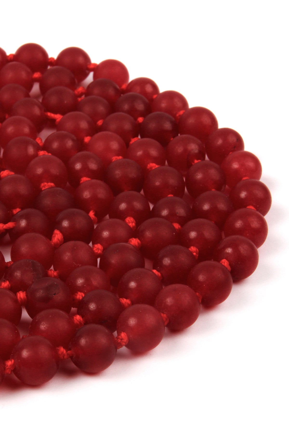 Set of 6 Hand - Knotted Long Necklaces Crafted from Red Natural Stone