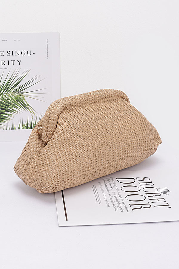 Pack of 3 Faux Straw Clutch Bags in Khaki Color (Style 8736)