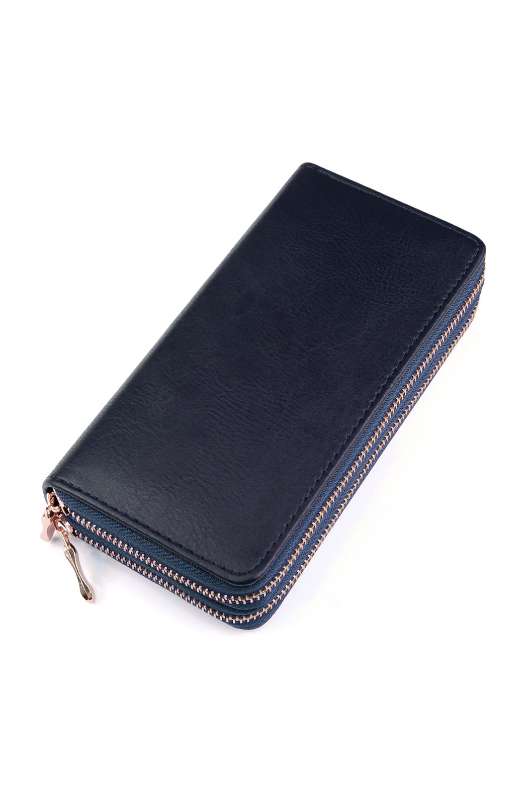 Navy Blue Double-Zippered Men's Wallet - Set of 6 Pieces