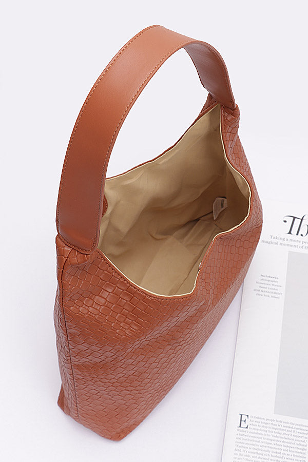 Set of Three 8711 Khaki Embossed Faux Leather Shoulder Bags