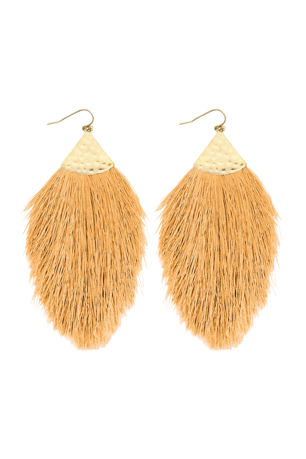Fashionable Light Mustard Color Tassel Drop Style Earrings - A Pack Containing 6 Pieces