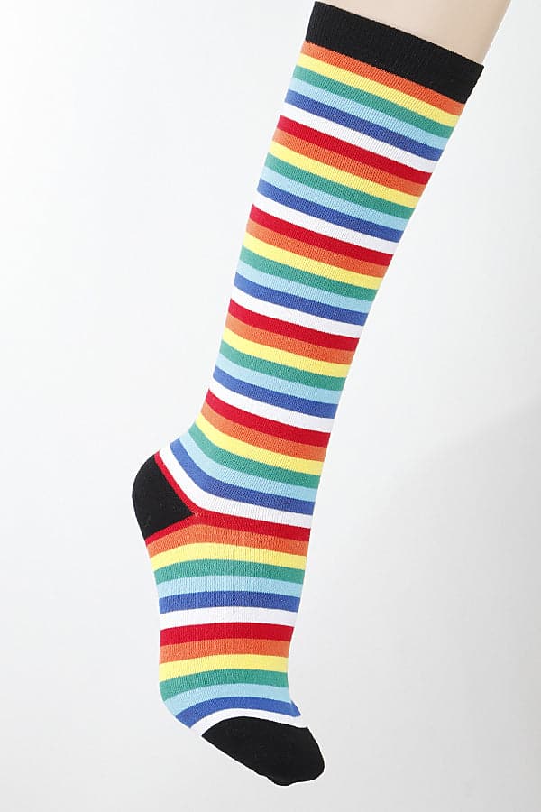 Pack of 6 400 Black Rainbow Stripe Socks