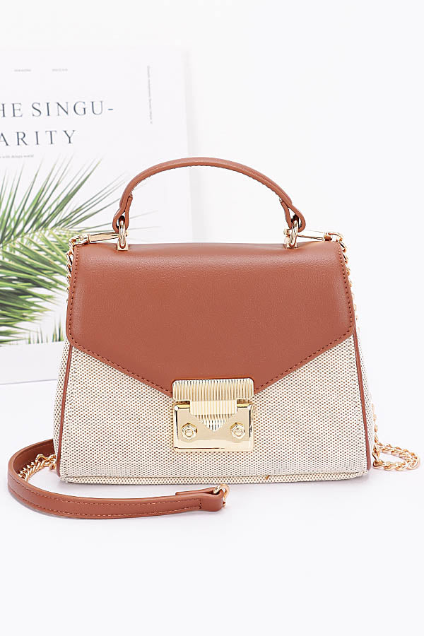 Set of 3 Canvas Top - Handle Flap Bags, 4146 Camel Style