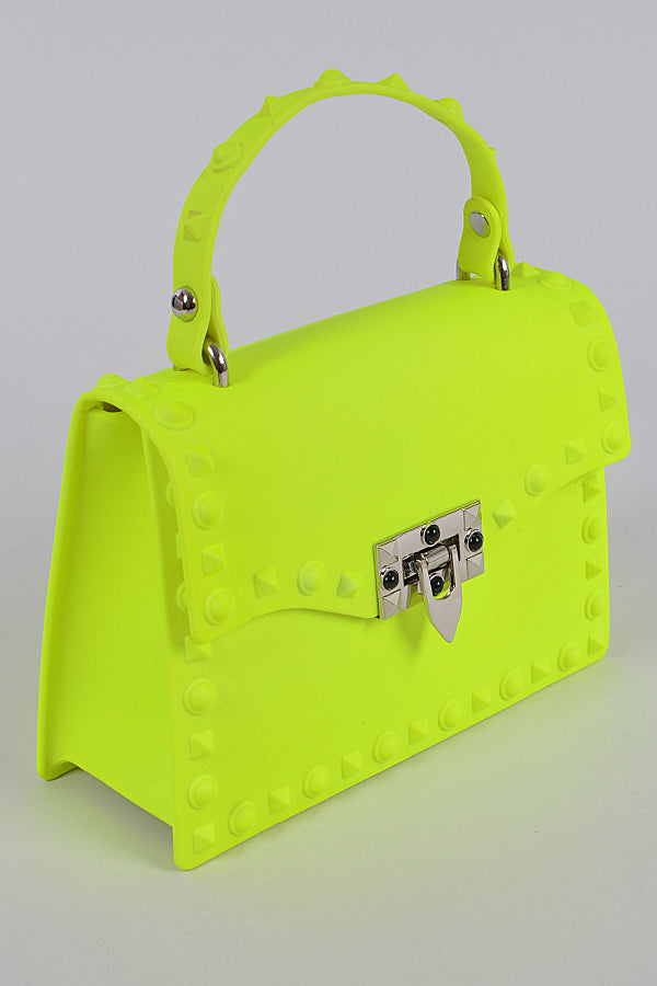 Set of Three Monotone Studded Green Clutches - 8003 Model