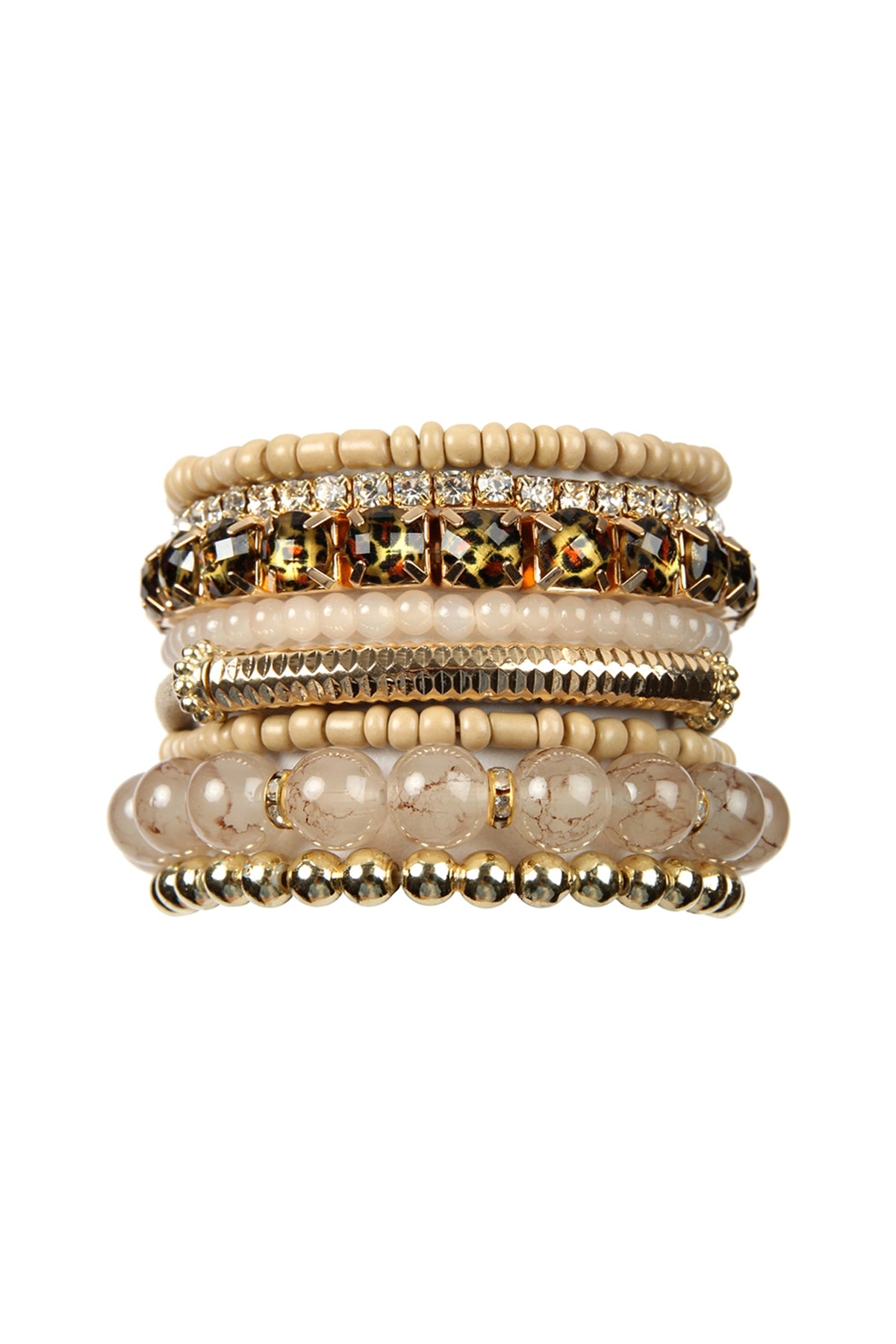Multicolor Stretch Leopard Bracelet Set - 6 Pieces