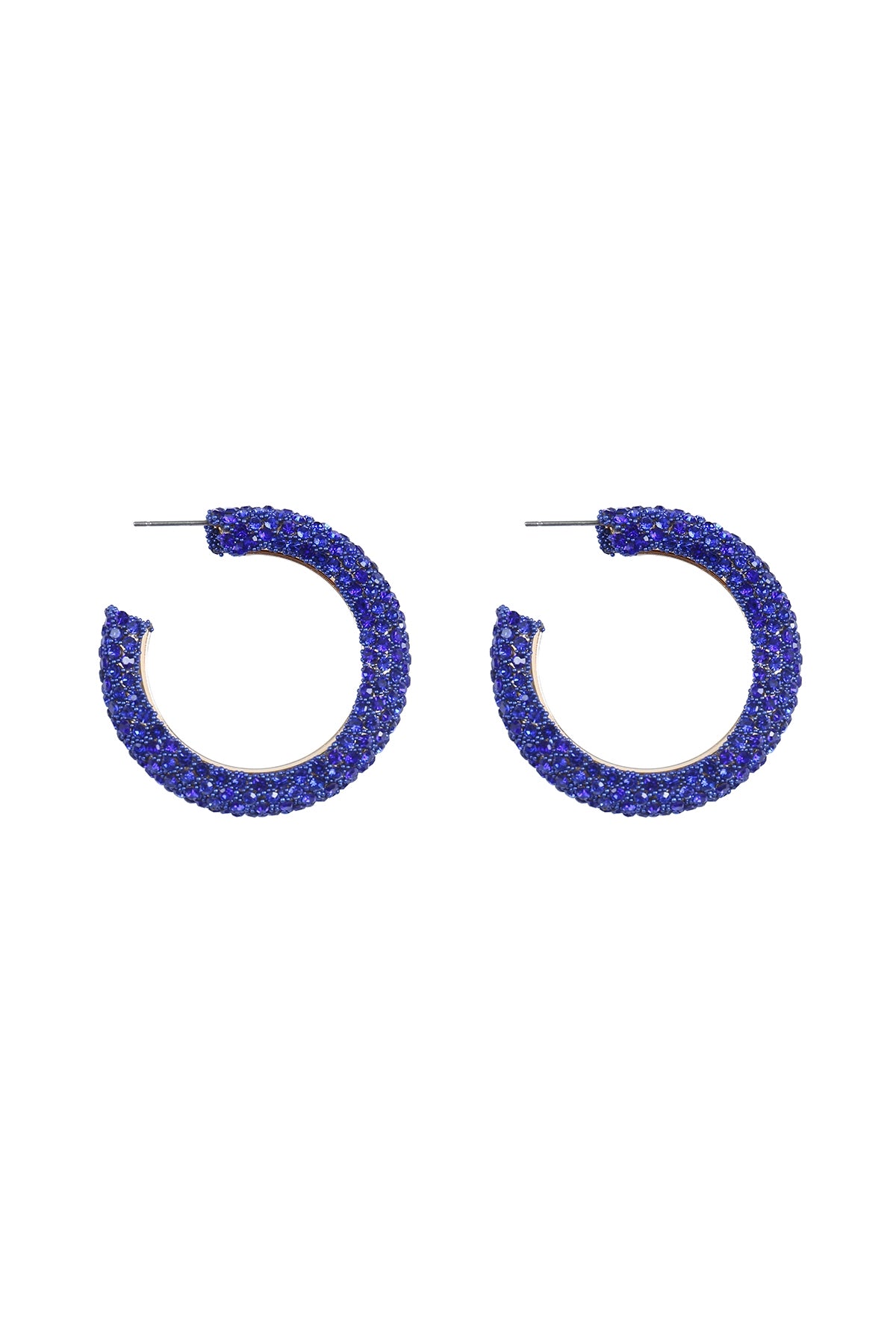 Pack of 6 Sapphire Colored Pave Rhinestone Hoop Earrings for Women
