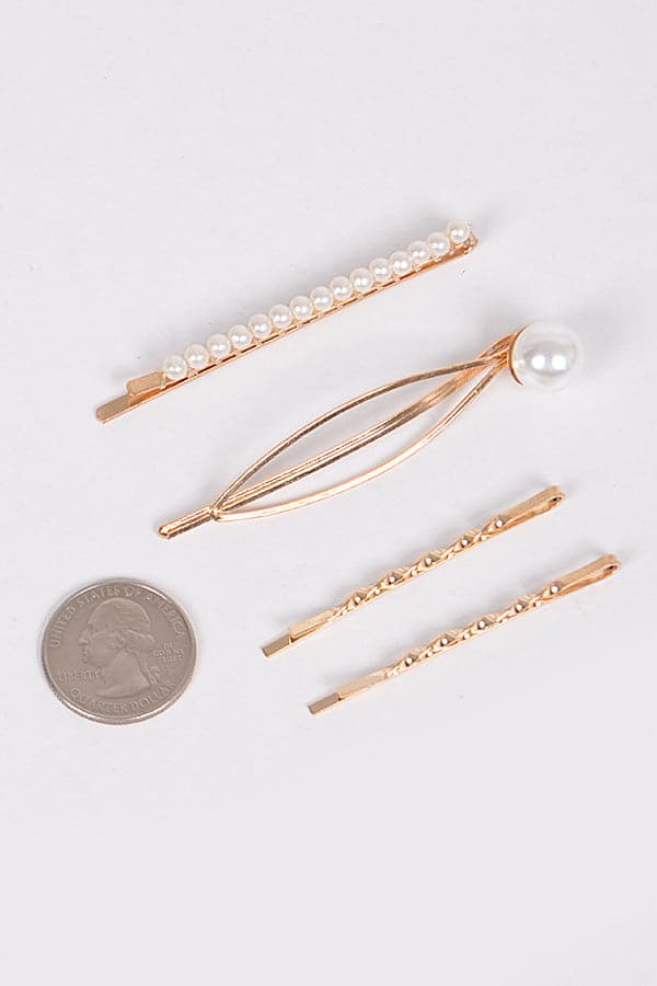 Pack of 6 Gold Pearl Twirl Hairpin Sets - 6528