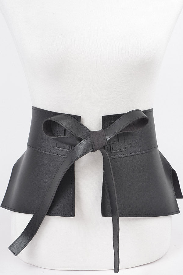 Set of 6 Faux Leather Black Skirt Belts - Style 9578