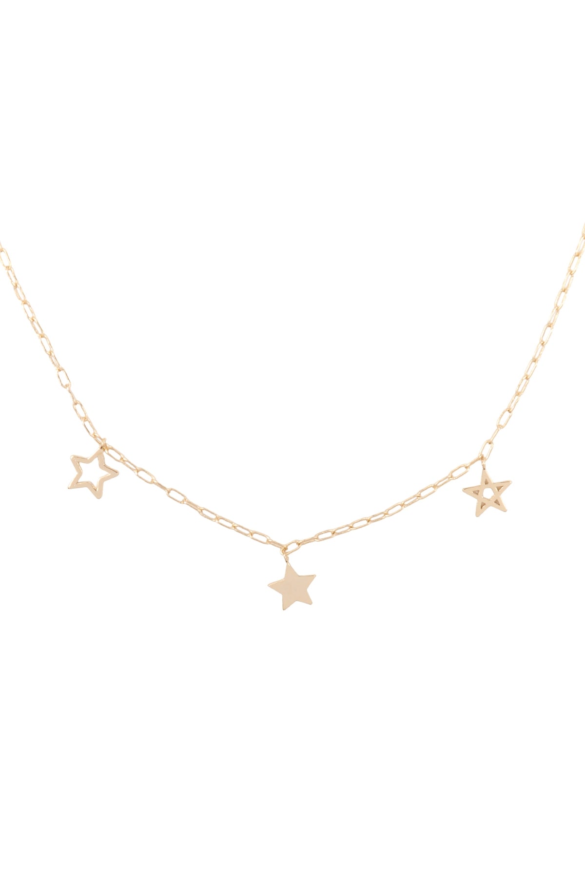 Pack of 6 Gold-plated Clip Chain Necklaces with 3 Star Charms