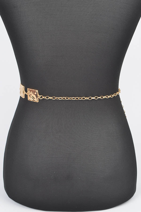 6-Piece Set of 7178 Gold Hammered Square Metal Chain Belts