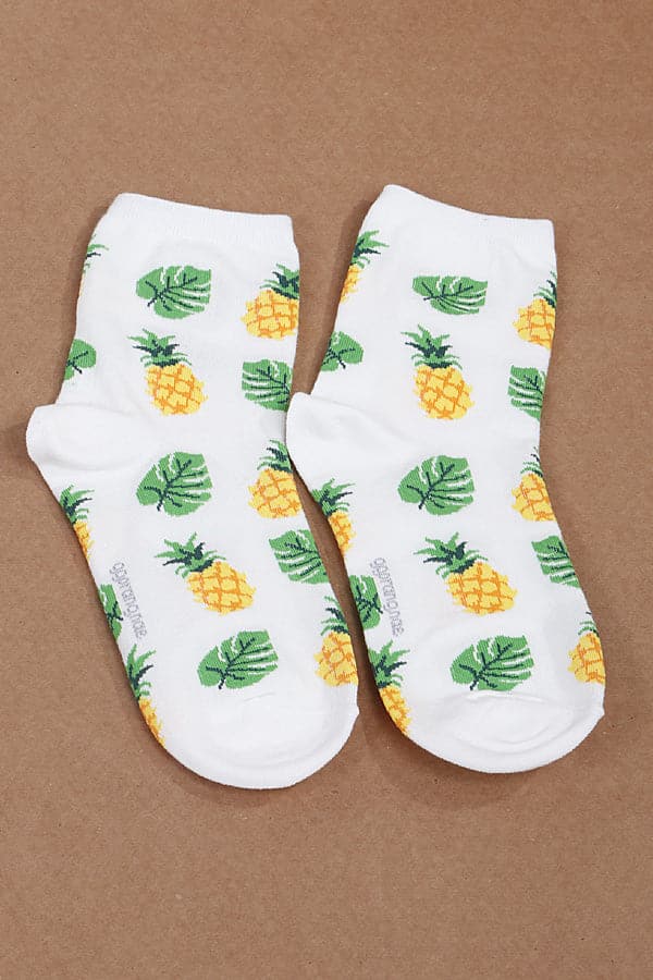 Pack of 6 - Stylish 790 White Pineapple Leaf Socks