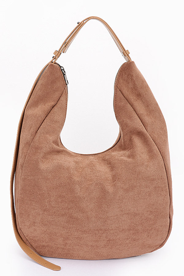 Set of 3 Camel 3911 Faux Suede Bindle Bags