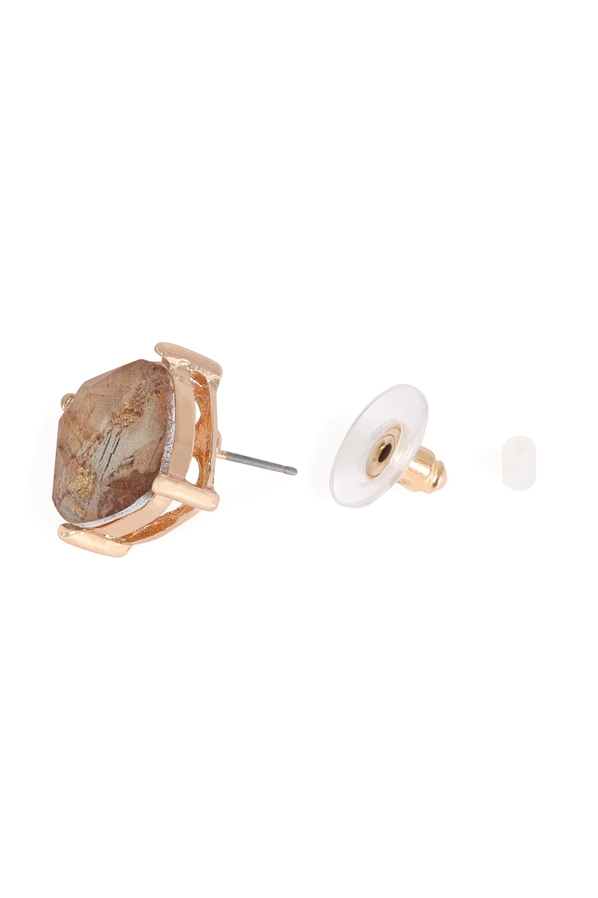 Neutral Marble Epoxy Stud Earrings - Set of Six Pieces