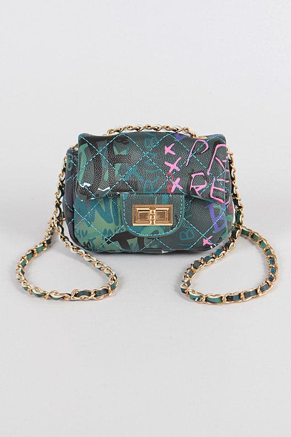 Pack of 3 Multi - Color Green Graffiti Mini Clutches
