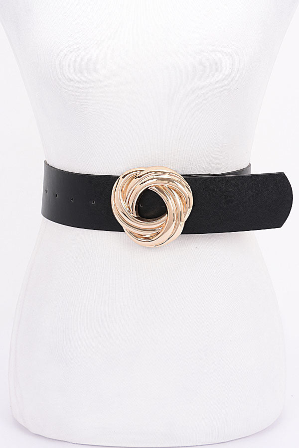 Set of 6 9388 Black Metal Buckle PU Belts