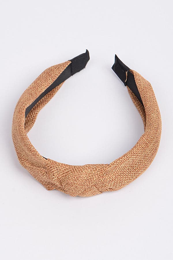 Pack of 6 Khaki-Colored Knotted Fabric Headbands - Style 7438
