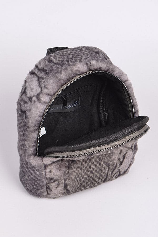 Pack of 3 Fluffy Faux Fur Mini Backpacks in Blue Color