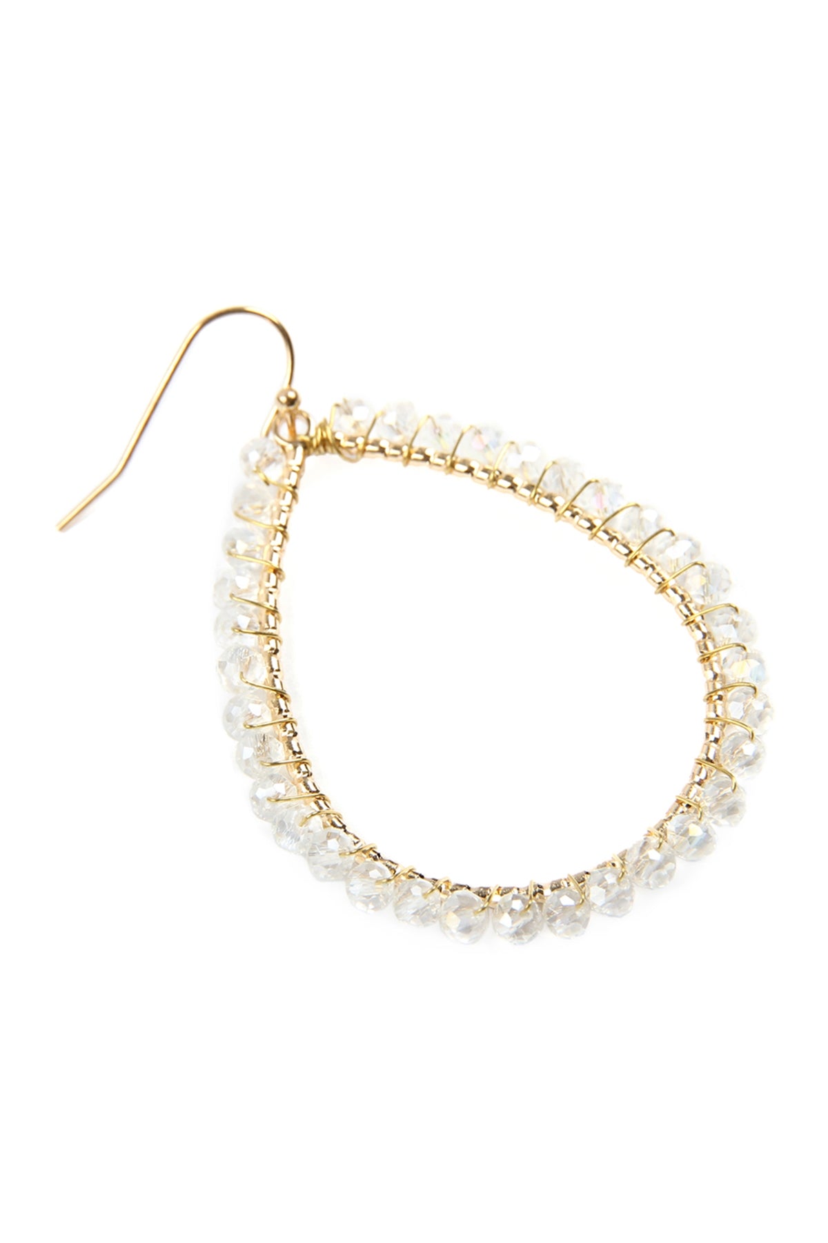 Set of 6 AB Clear Wire Teardrop Glass Beads Hook Style Earrings for Jewelry Lovers