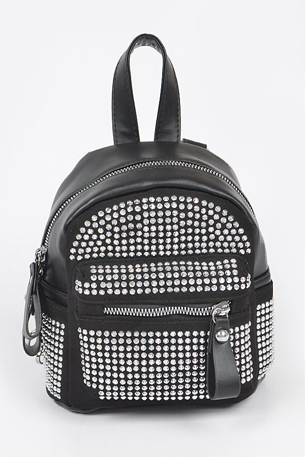 Set of 3 Stylish Black 3111 Rhinestone Backpacks