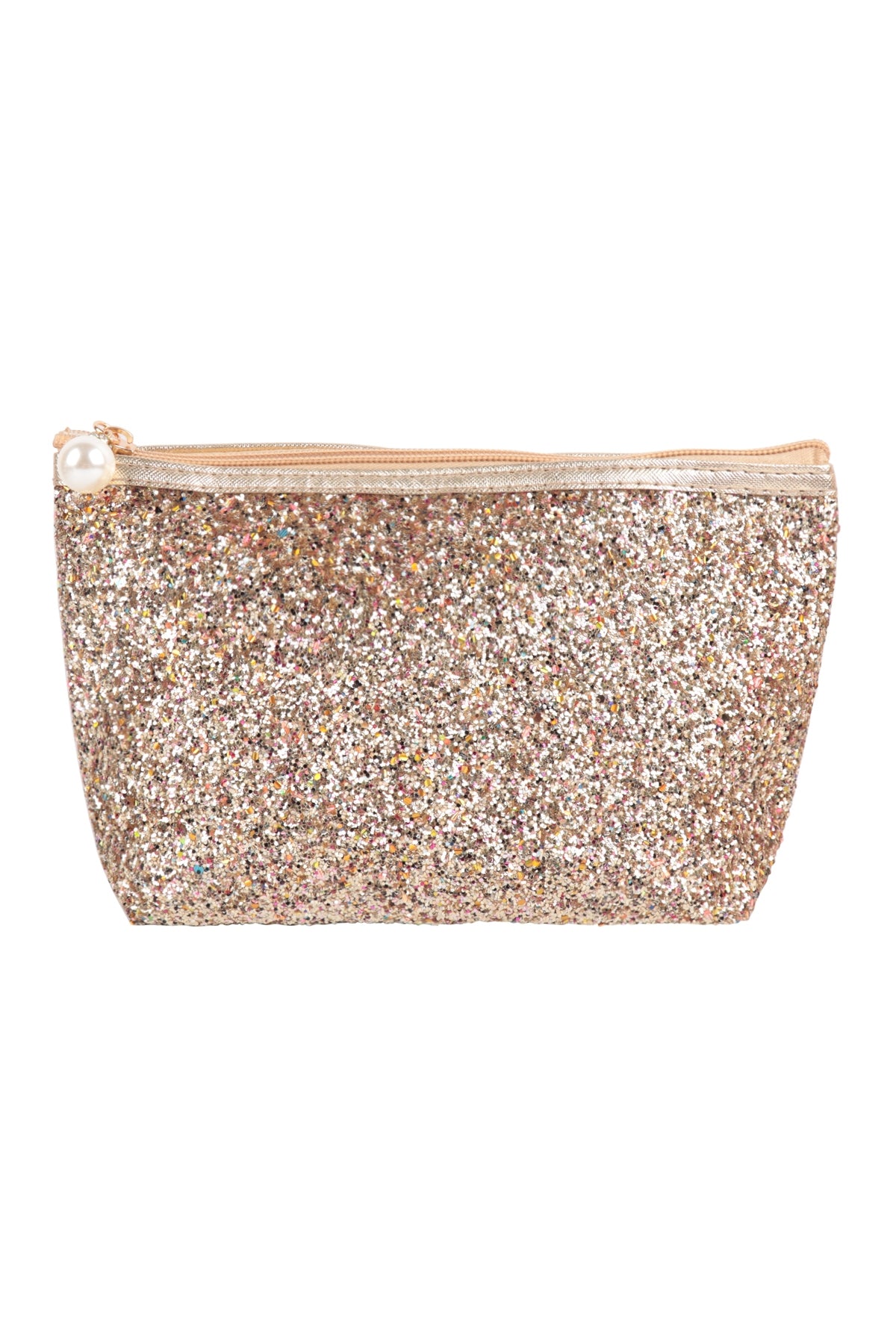 Set of 6 Gold Glitter Cosmetic Pouch Bags for Makeup Storage