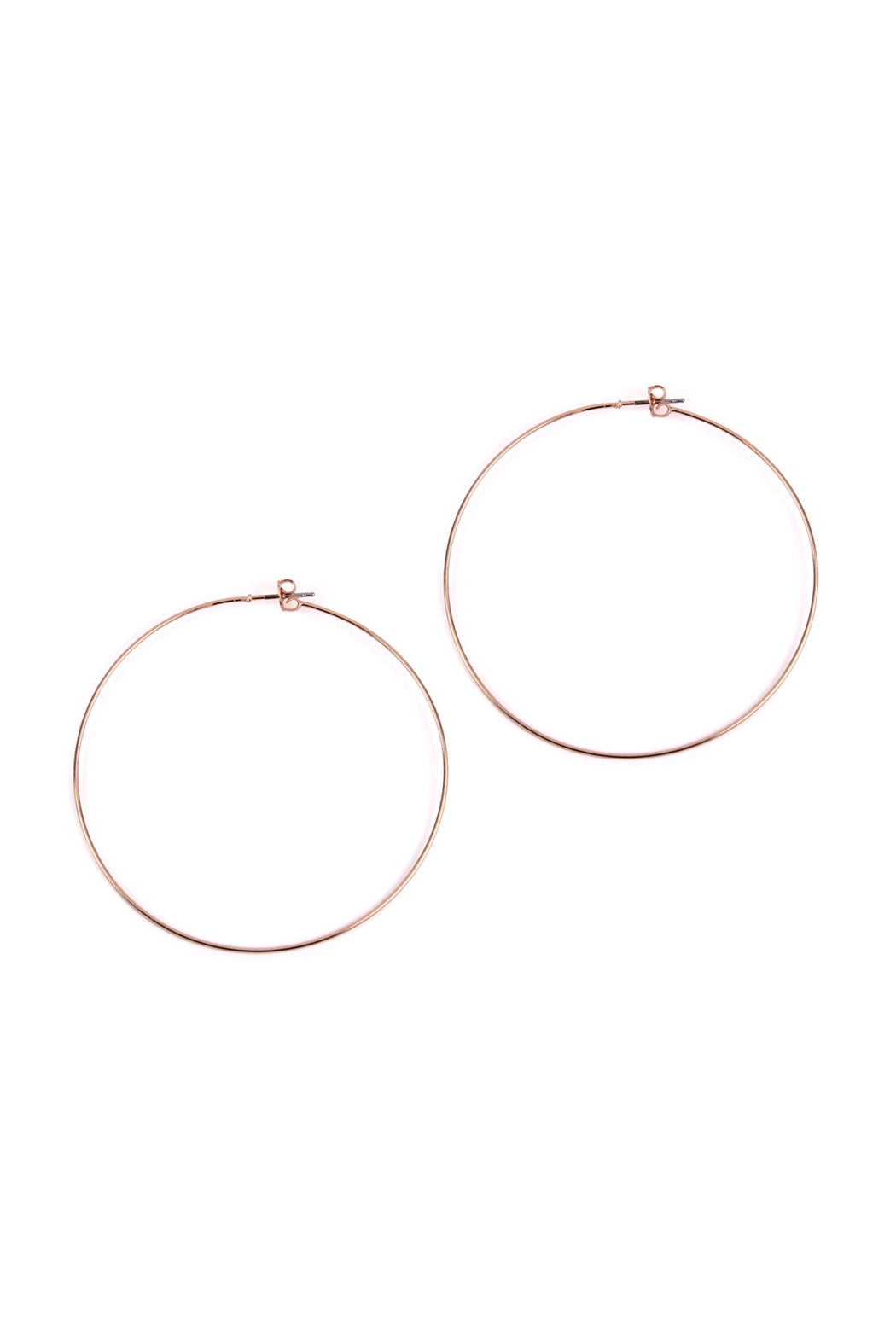 Pack of 6 Rose Gold 60mm Wire Hoop Earrings